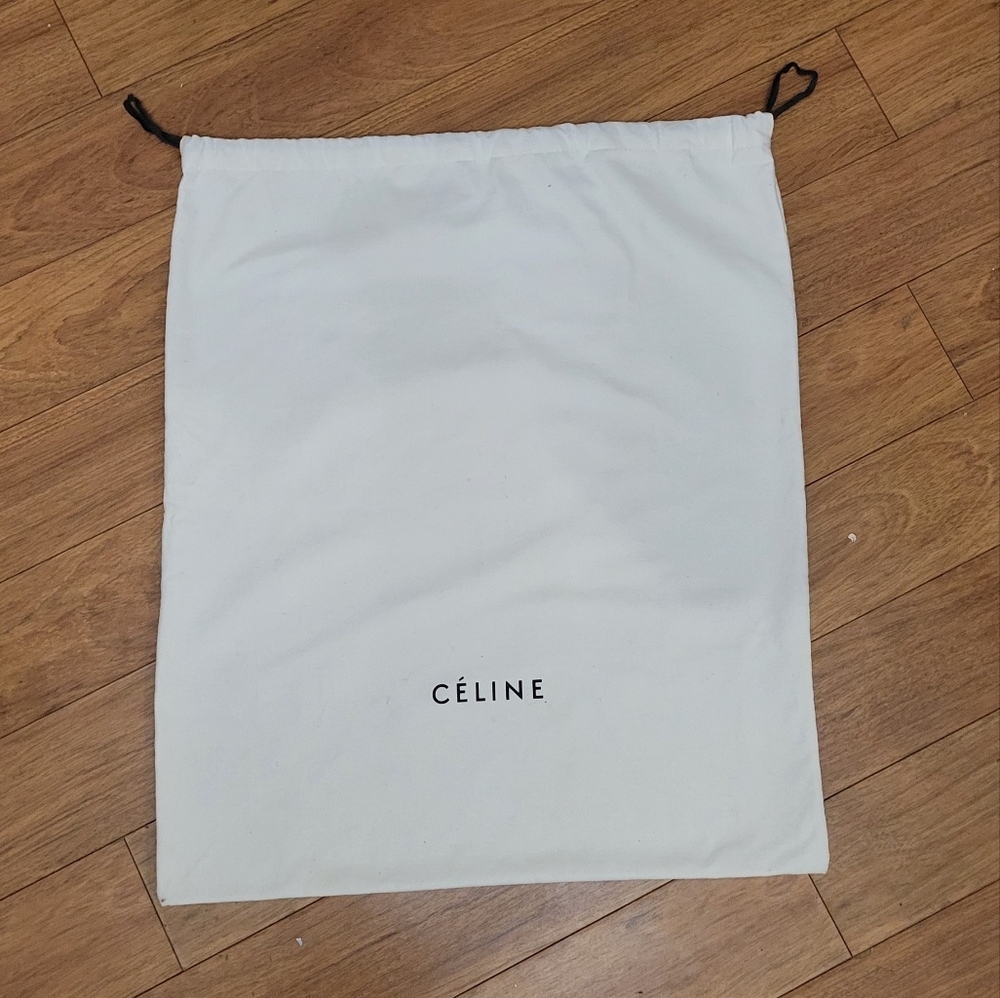 CÉLINE XL White Dust Bag PHOEBE PHILO ERA THICK BLACK DRAWSTRING EUC